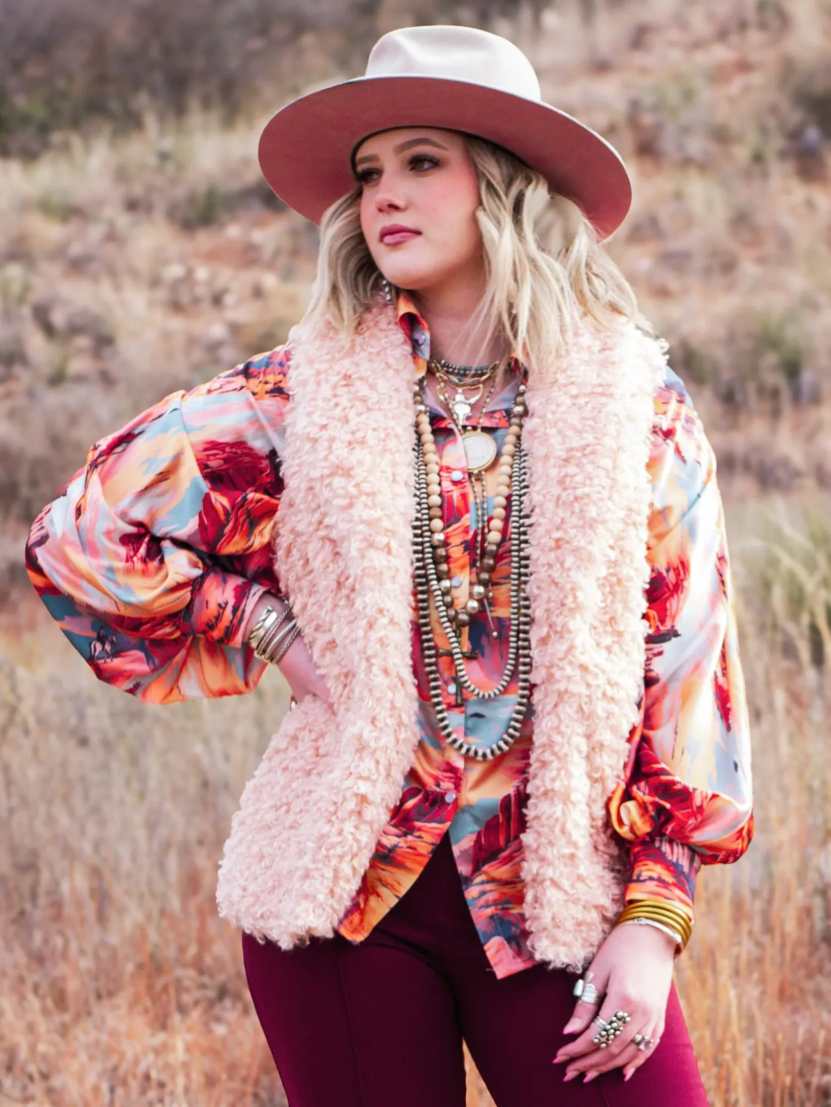 Vicki Pink Sherpa Shawl