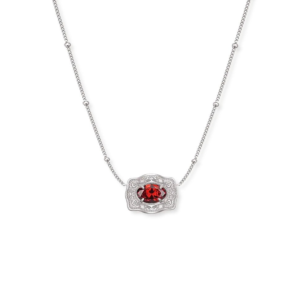 Thumbnail: Birthstone Mini Buckle Necklace (Silver)