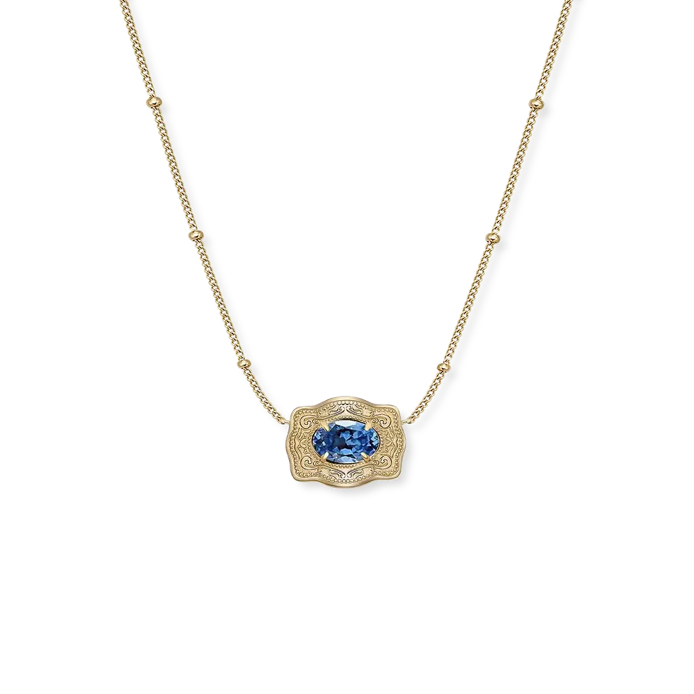 Thumbnail: Birthstone Mini Buckle Necklace (Gold)
