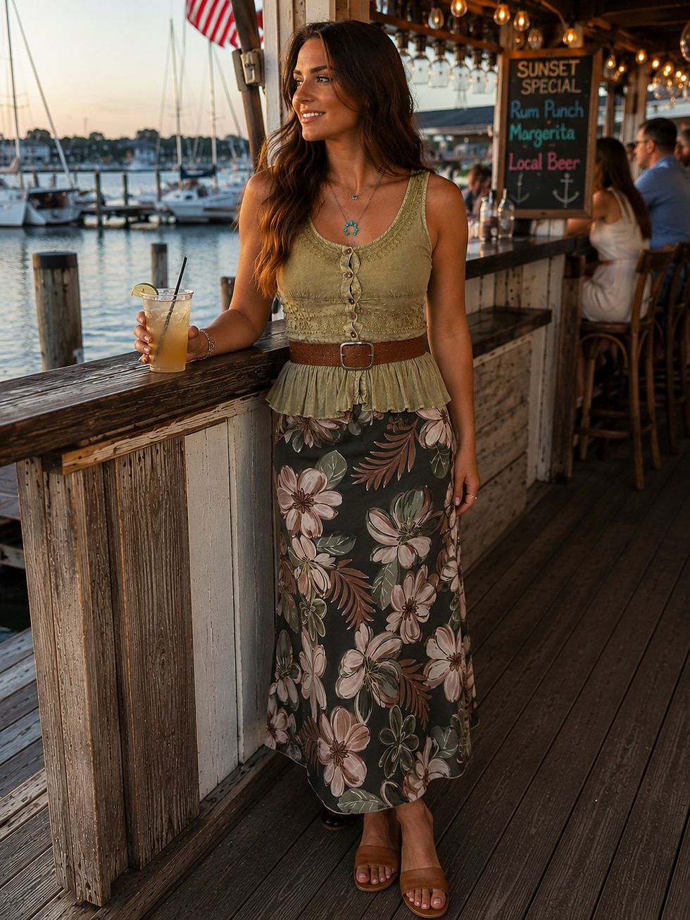 Thumbnail: Silvana Satin Floral Skirt