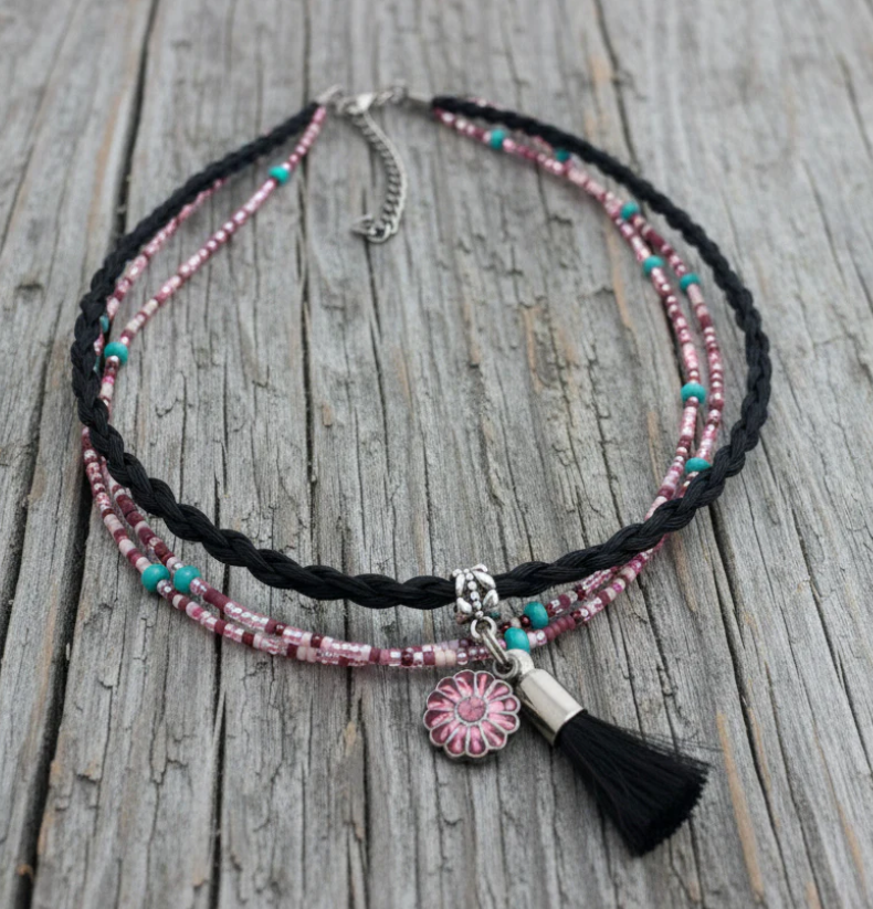 Cactus Flower Tassel Necklace