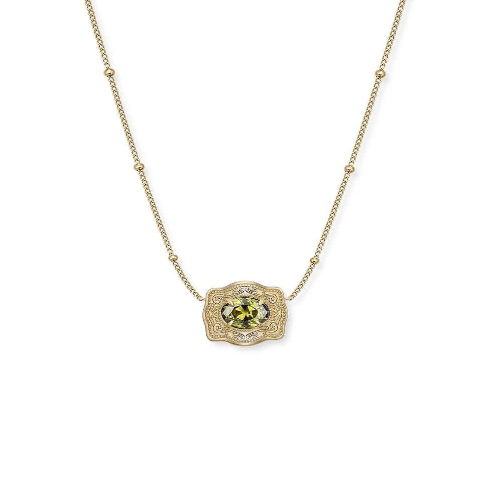 Thumbnail: Birthstone Mini Buckle Necklace (Gold)