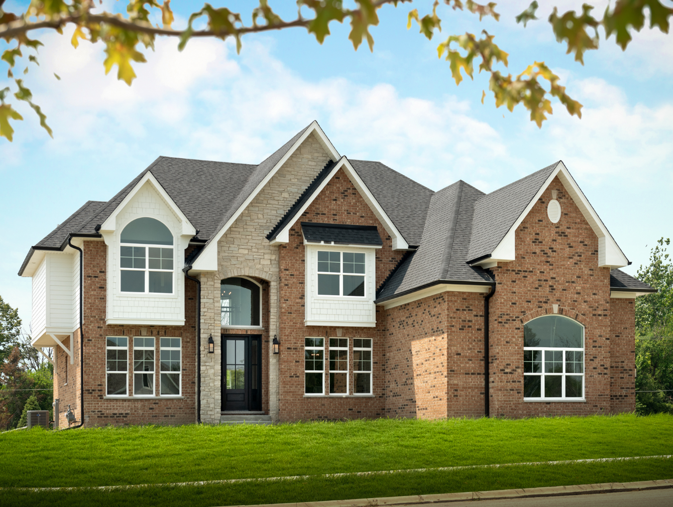 brick facade custom single family home in derby pines, lemont, illinois