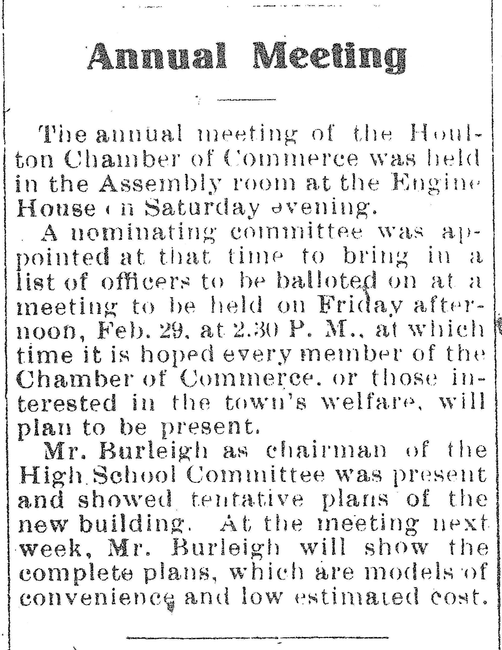 Houlton Chamber Meeting 1914