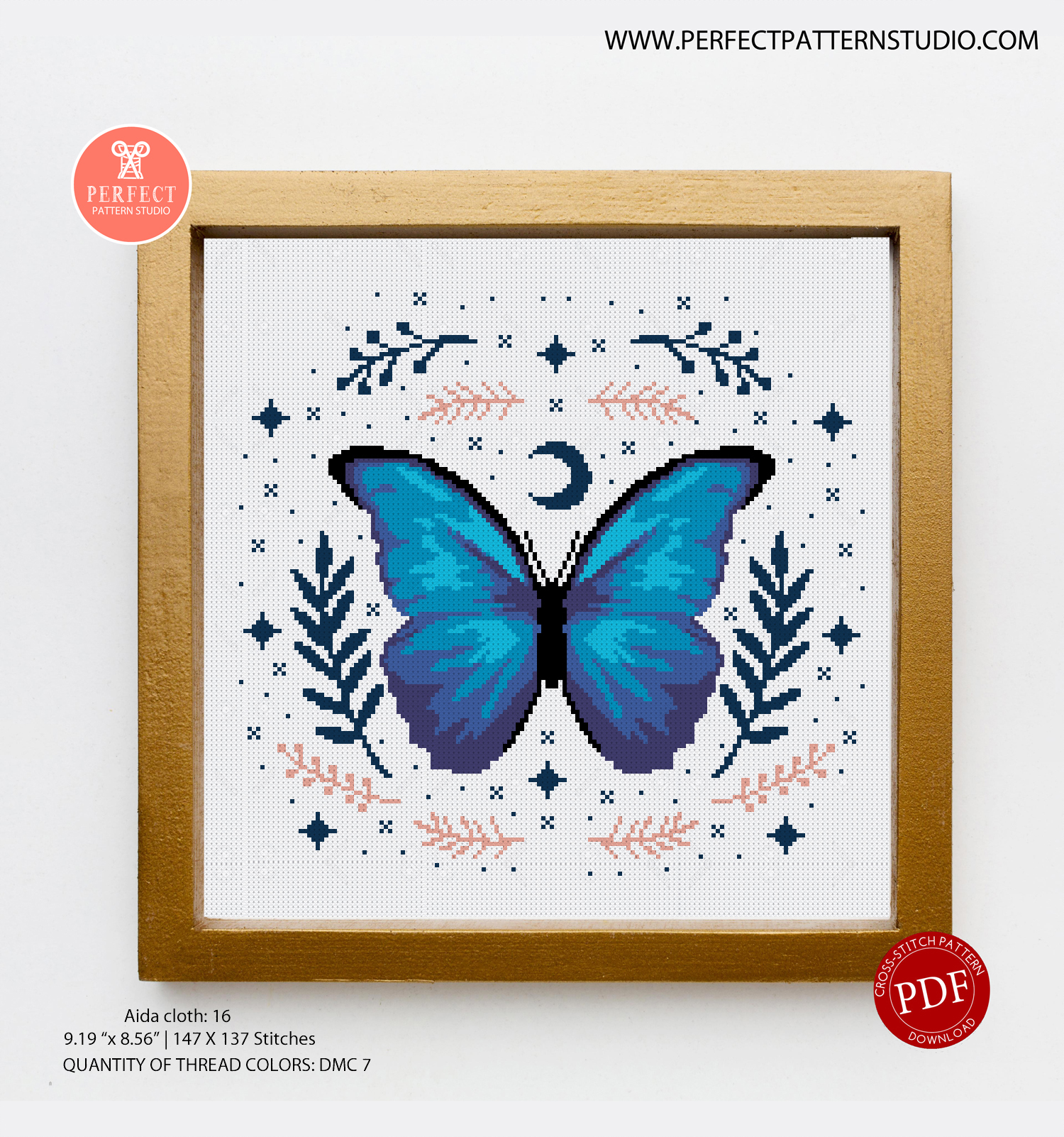 Cross stitch pattern pdf format Blue Butterfly Sewing & Fiber Patterns