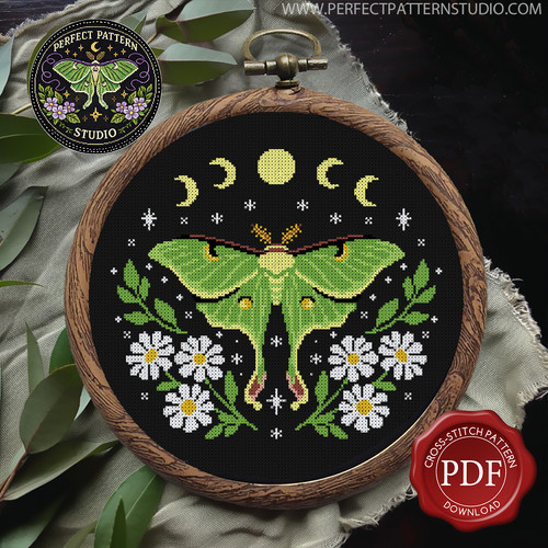 Witchy Insect Pattern Gothic Witchy Luna Moth Cross Stitch Pattern PDF Digital Download ...