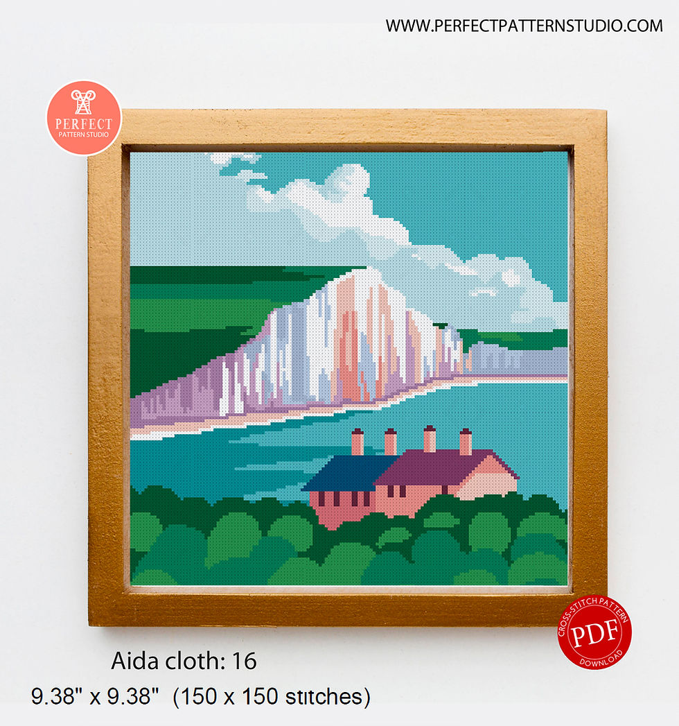 Thumbnail: White Cliffs of Dover Counted Cross Stitch Pattern PDF