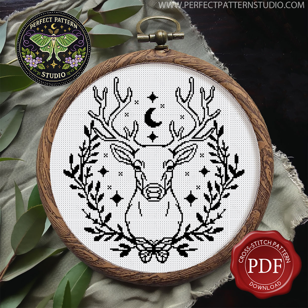 Mystical Dear Counted Cross Stitch Pattern PDF