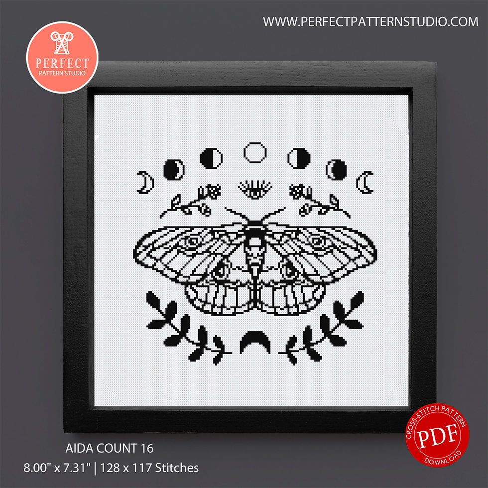 Thumbnail: Mystical Moth Counted Cross-Stitch Pattern PDF