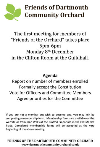 Friends of Dartmouth Community Orchard Meeting - Monday 8th December