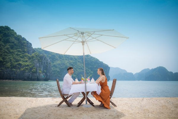 Couple on beach date