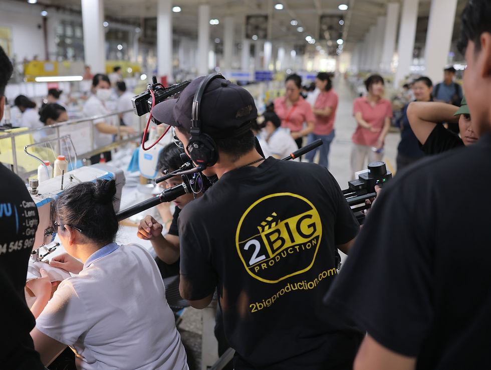 2BIg Production crew filminmg inside a manufacturing factory in Vietnam