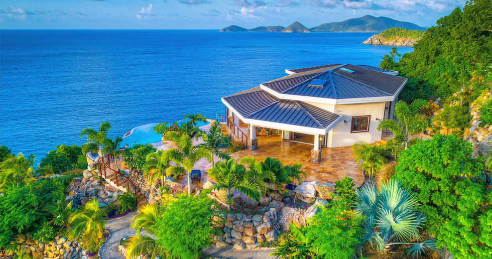 Aerial view of a luxury oceanfront villa in Tortola - MyALL
