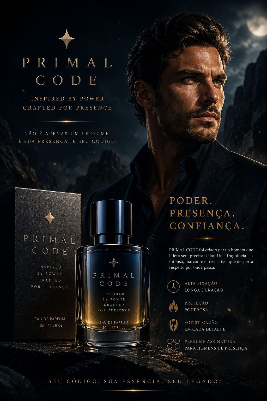 Primal Code 50ml parfum autoral masculino n&v diamond Alta Fixação Longa