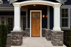 Welcome Home - Beautiful Entrance with Stone Pillars - by Maycock Masonry Inc