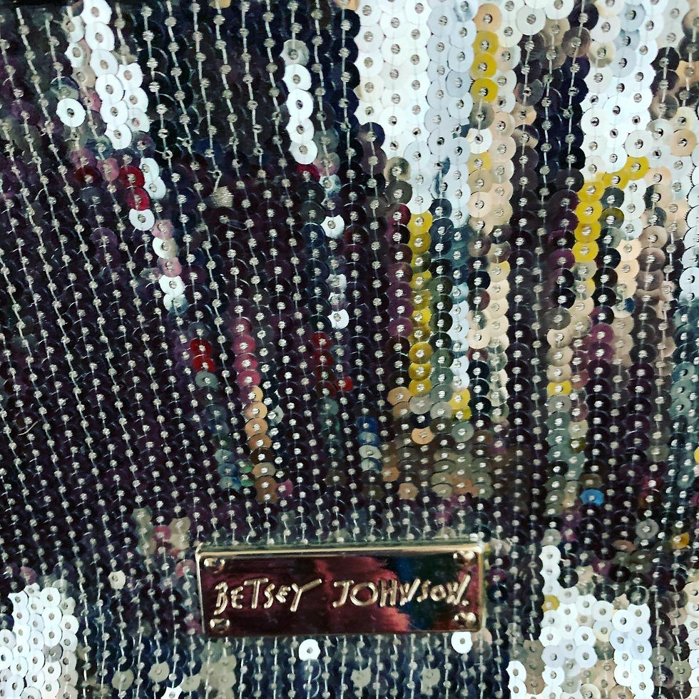 Thumbnail: NEW Betsy Johnson Black and Silver Sequin Purse  Size: 11 x 10 inches  Awesome f