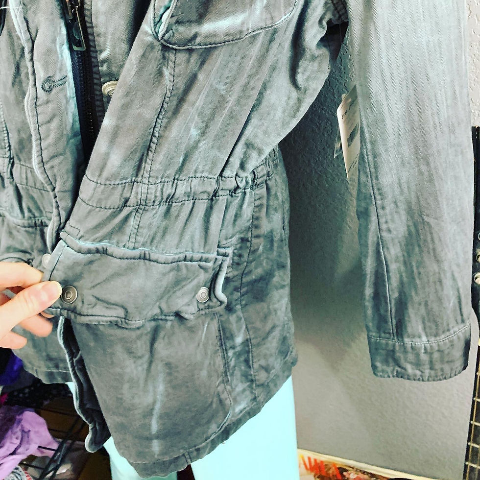Thumbnail: NWT FREE PEOPLE Distressed Tye Dye Cargo Military Jacket Coat Size: Small (fits 