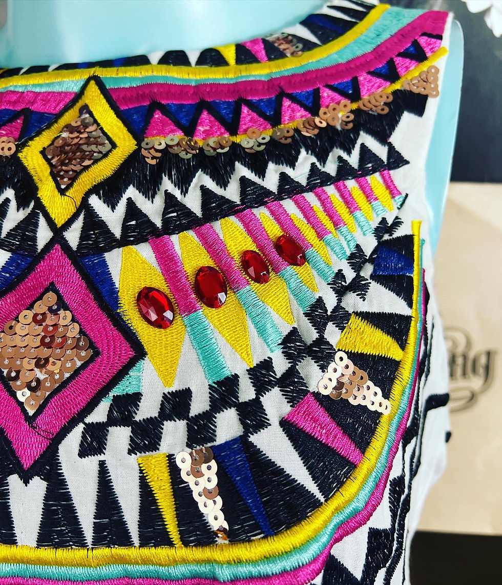 Thumbnail: NWOT BOUTIQUE GREEK STYLE EMBROIDERED BEADED MAXI DRESS SIZE MEDIUM  SIZE: MEDIU