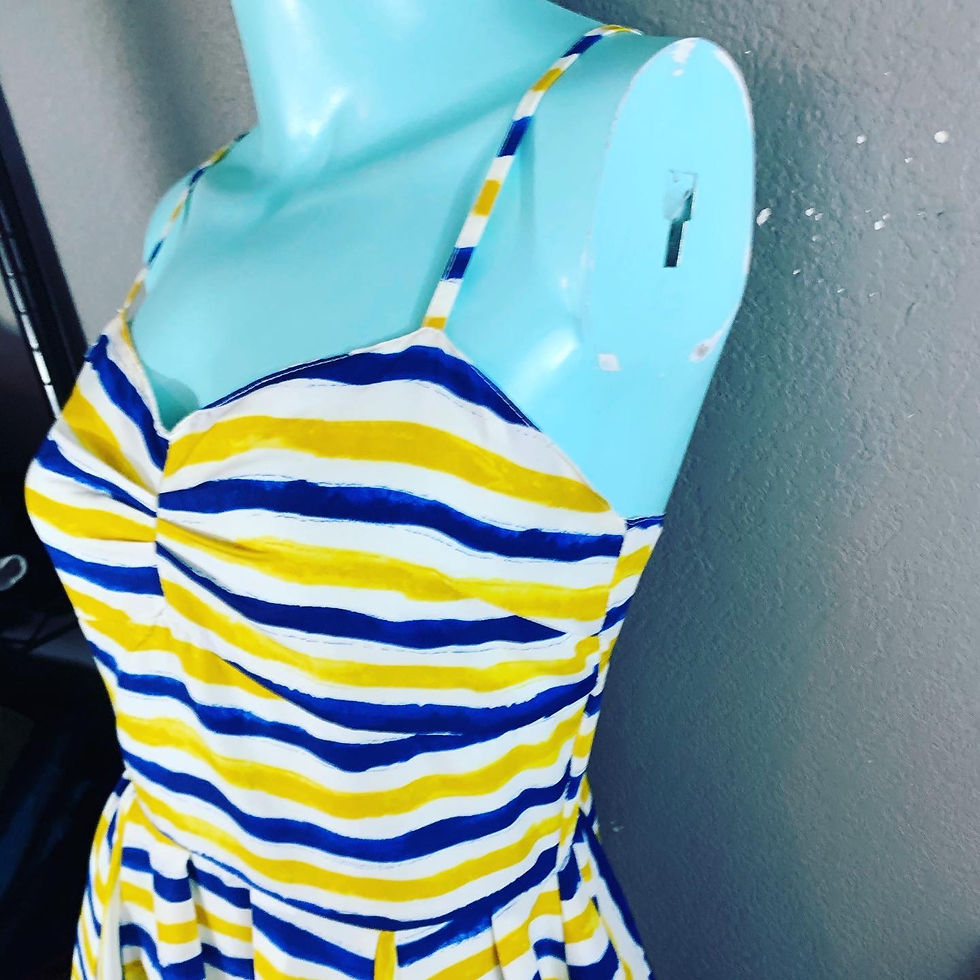Thumbnail: Anthropologie JACK striped blue and White Sundress  Size: small Slinky and lined