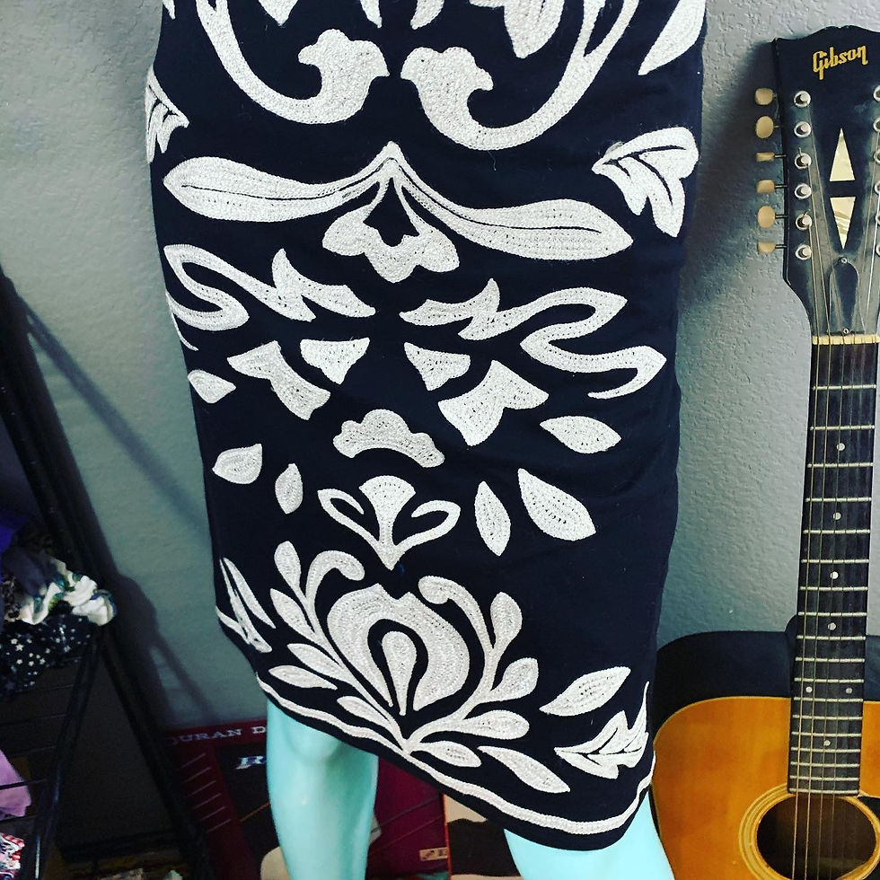 Thumbnail: NWT International Concepts Black and White Embroidered Dress Size: XS Awesome cl