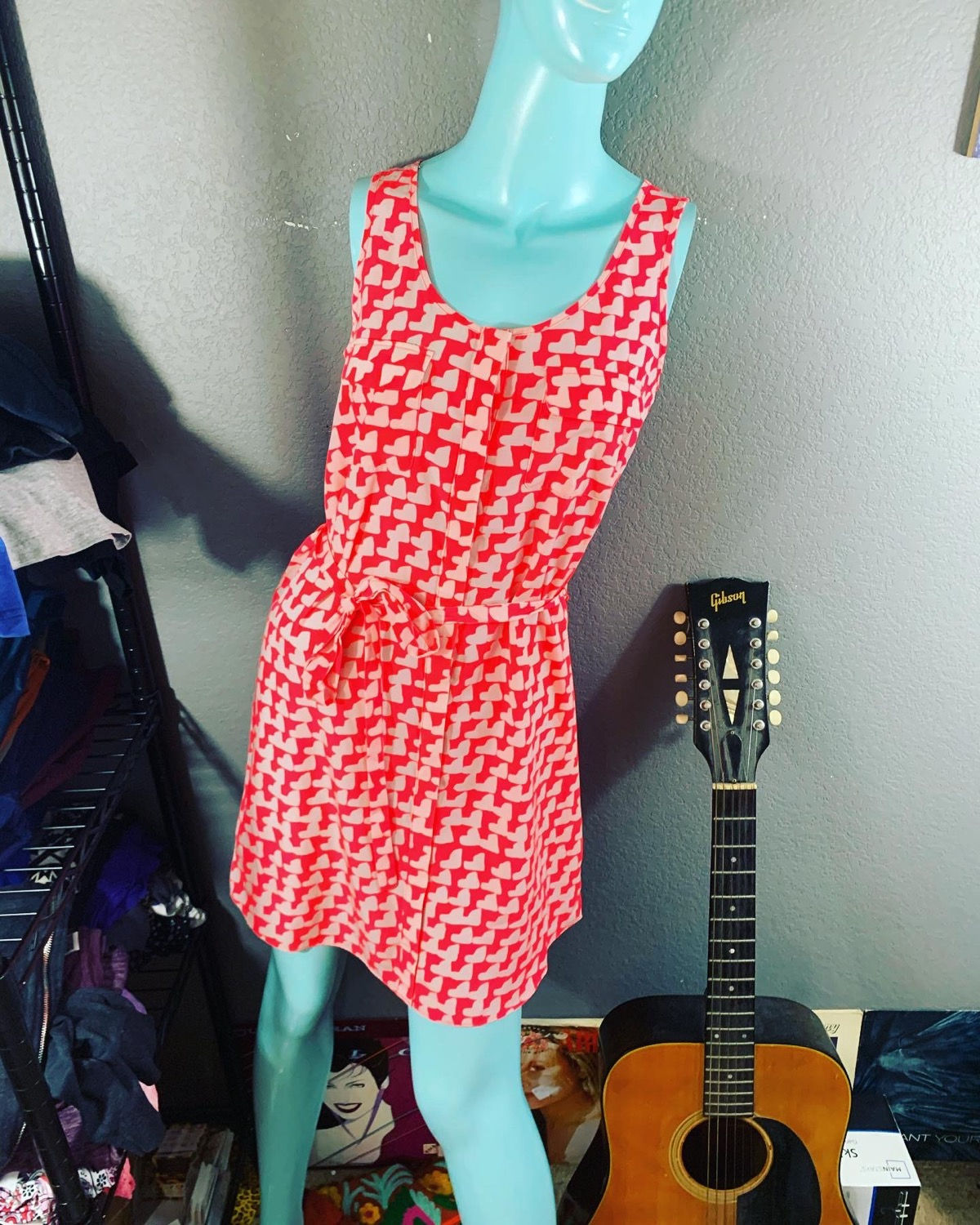NWT GAP Neon Pink White Button up shirt dress Size: XS Pockets, butto