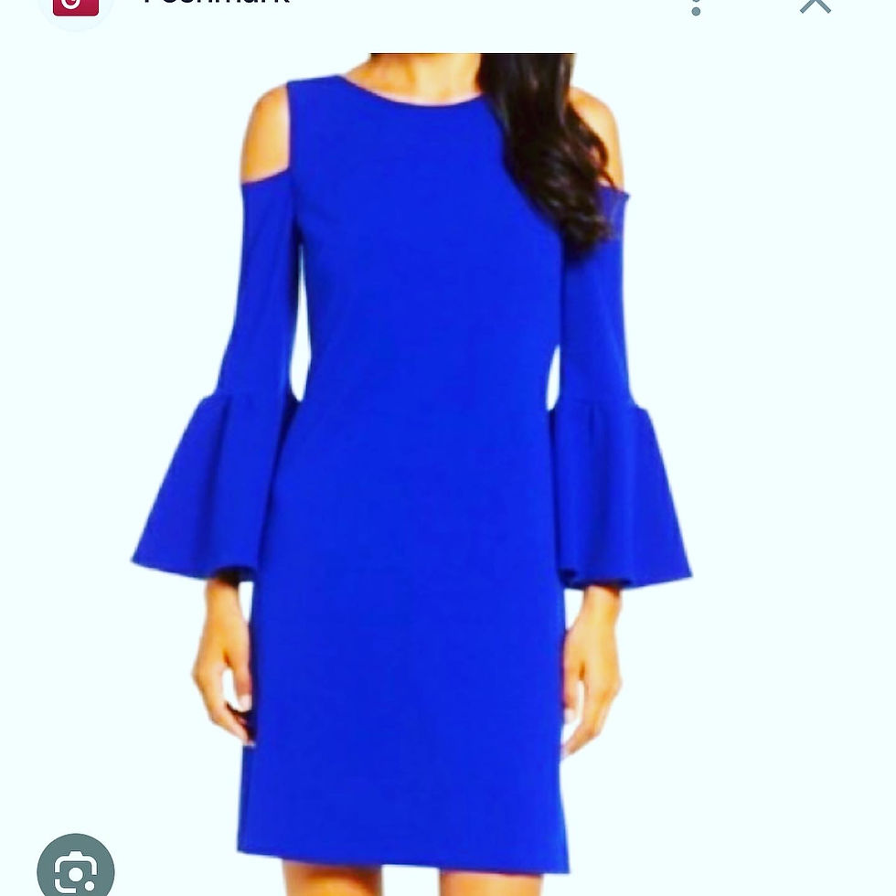 Thumbnail: LIKE NEW ELIZA J COLD SHOULDER CUT OUT BELL SLEEVE ROYAL BLUE COCKTAIL FORMAL DR