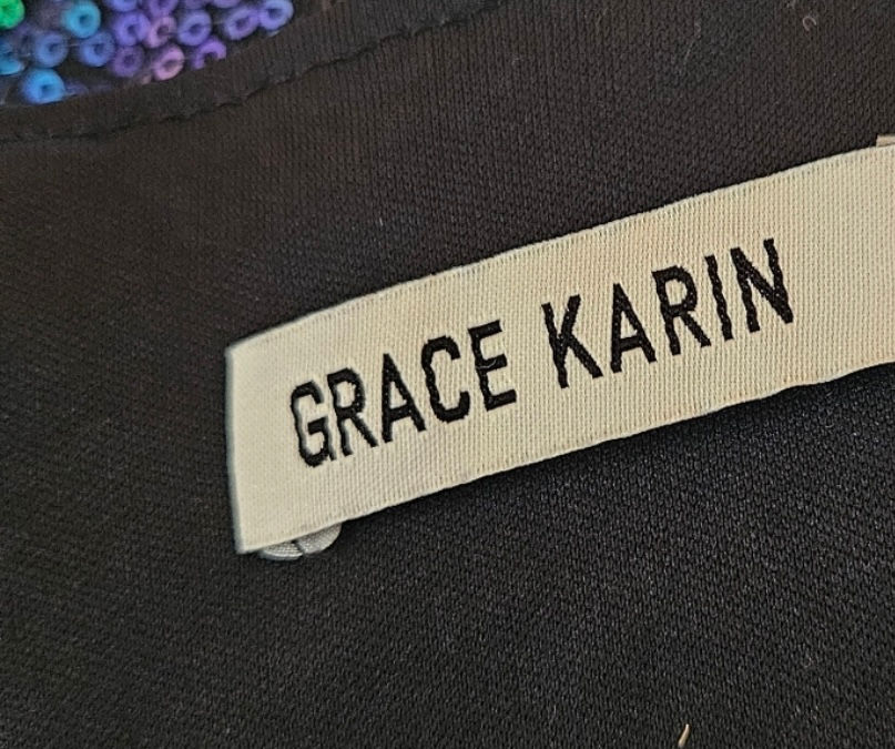 Thumbnail: 💚NWT GRACE KARIN METALLIC BLUE GREEN SEQUIN Iridescent RETRO WIGGLE DRESS 2XL  