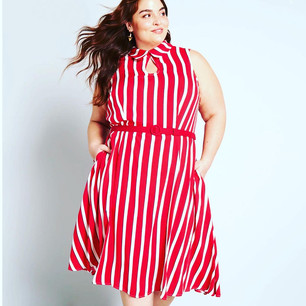 Thumbnail: NWT MODCLOTH NAUTICAL RETRO STRIPED RED HALTER DRESS  Size: LARGE (SIZE 10) See 
