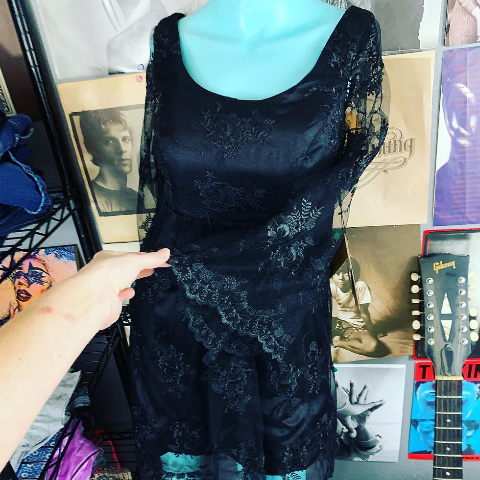 Thumbnail: NWT Light In The Box Boutique Retro MOD style Black Lace Layered Dress Size: Sma