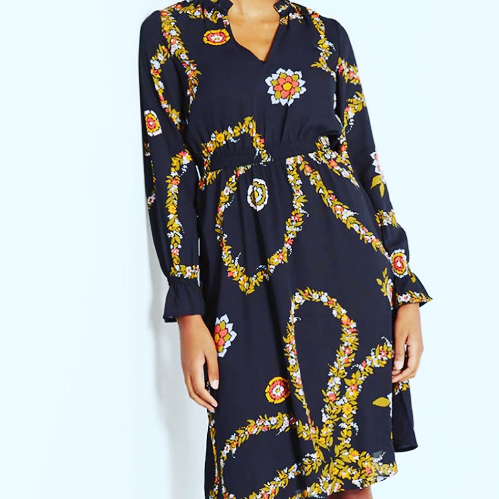 Thumbnail: NWT RETRO STYLE FLORAL CHAIN 1970’s STYLE DRESS  Size: SMALL See measurements in