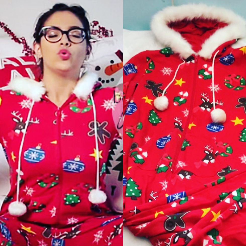 Thumbnail: Bethany Mota Christmas Pajama Hooded Onesie  Size: XL Fits like a 10/12 Cotton b