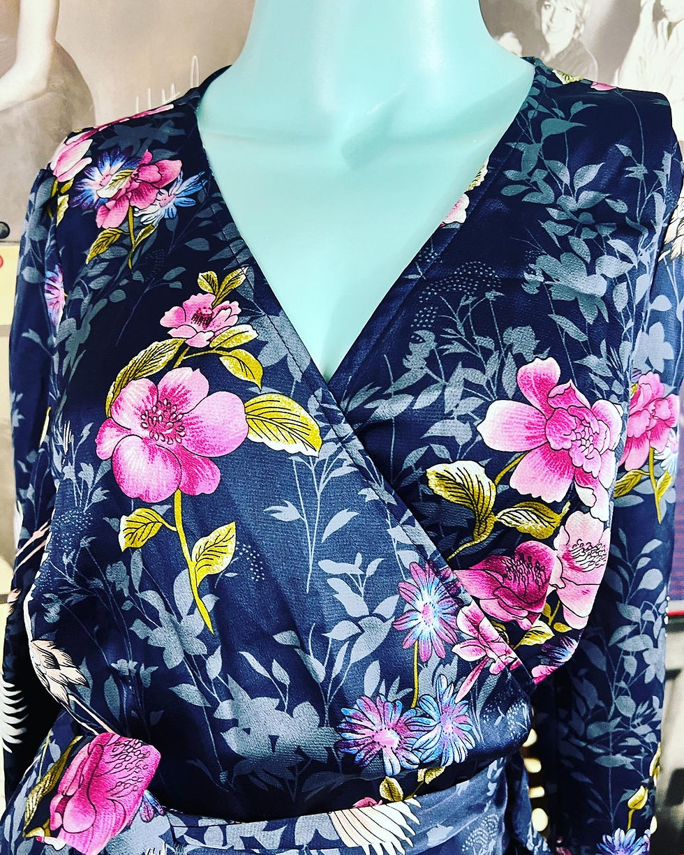 Thumbnail: NWT ASIAN STYLE CRANE SILKY LIQUERISH BRAND WRAP DRESS SIZE 10  SIZE 10 Chest: 1