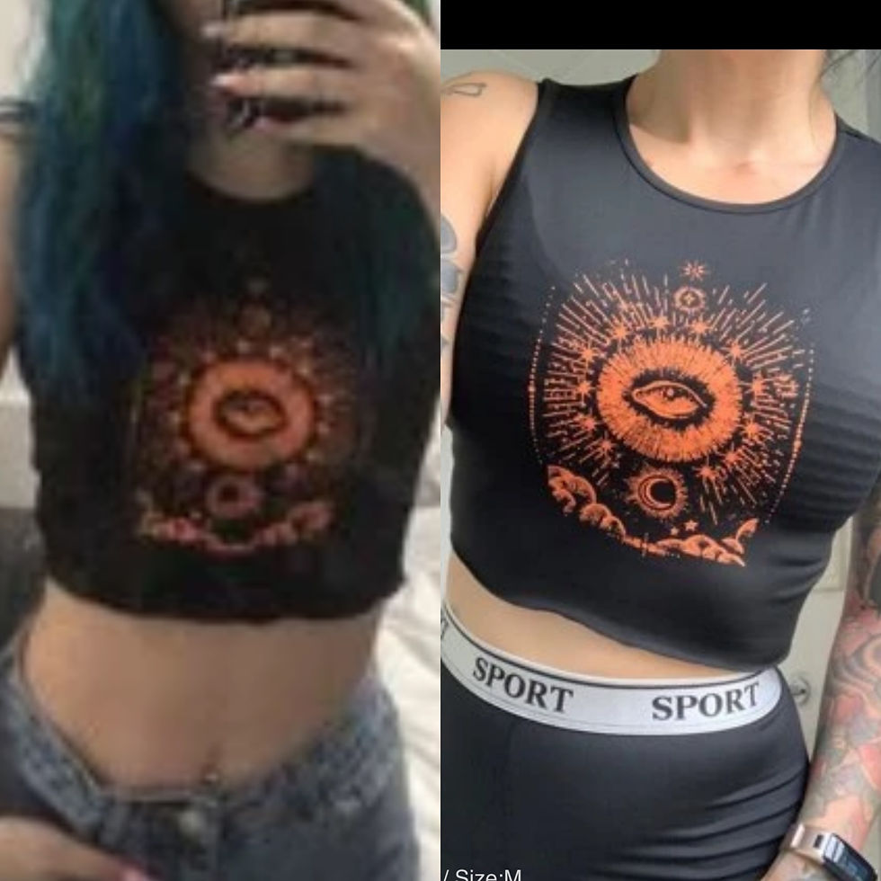Thumbnail: 🍄NWT BOHO TYE DYE EYE CROP TOP LOT OF 2 SIZE M/L  SIZE:  ORANGE YELLOW: RIBBED 