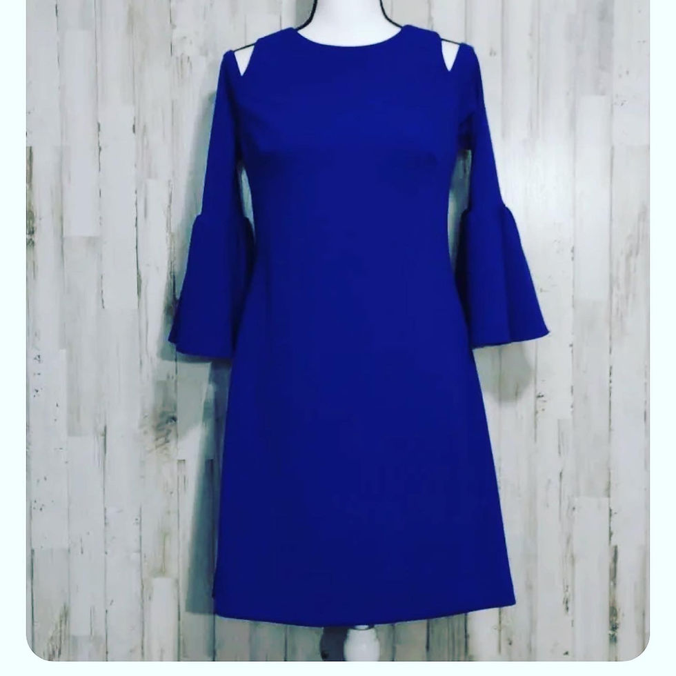 Thumbnail: LIKE NEW ELIZA J COLD SHOULDER CUT OUT BELL SLEEVE ROYAL BLUE COCKTAIL FORMAL DR