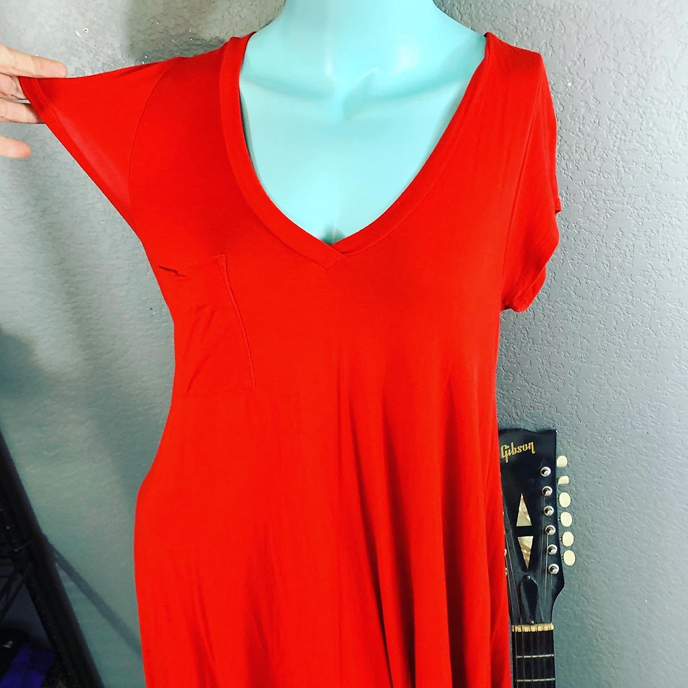 Thumbnail: NWOT ModCloth Fervour Red Pocketed V-Neck Tunic Shirt Size: medium (oversized) U