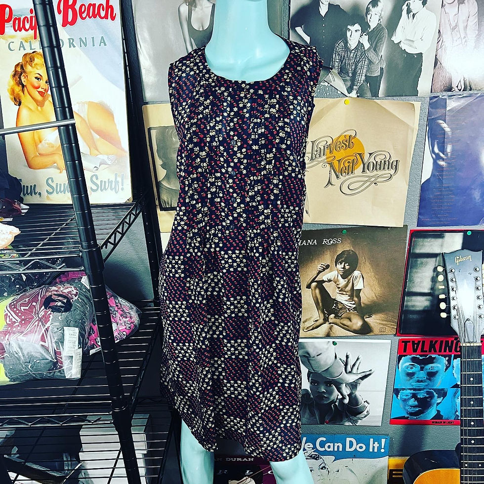 Thumbnail: NWT MODCLOTH RETRO FLORAL APPLE CHIFFON SLEEVELESS DRESS XL  SIZE: XL Chest: 23 
