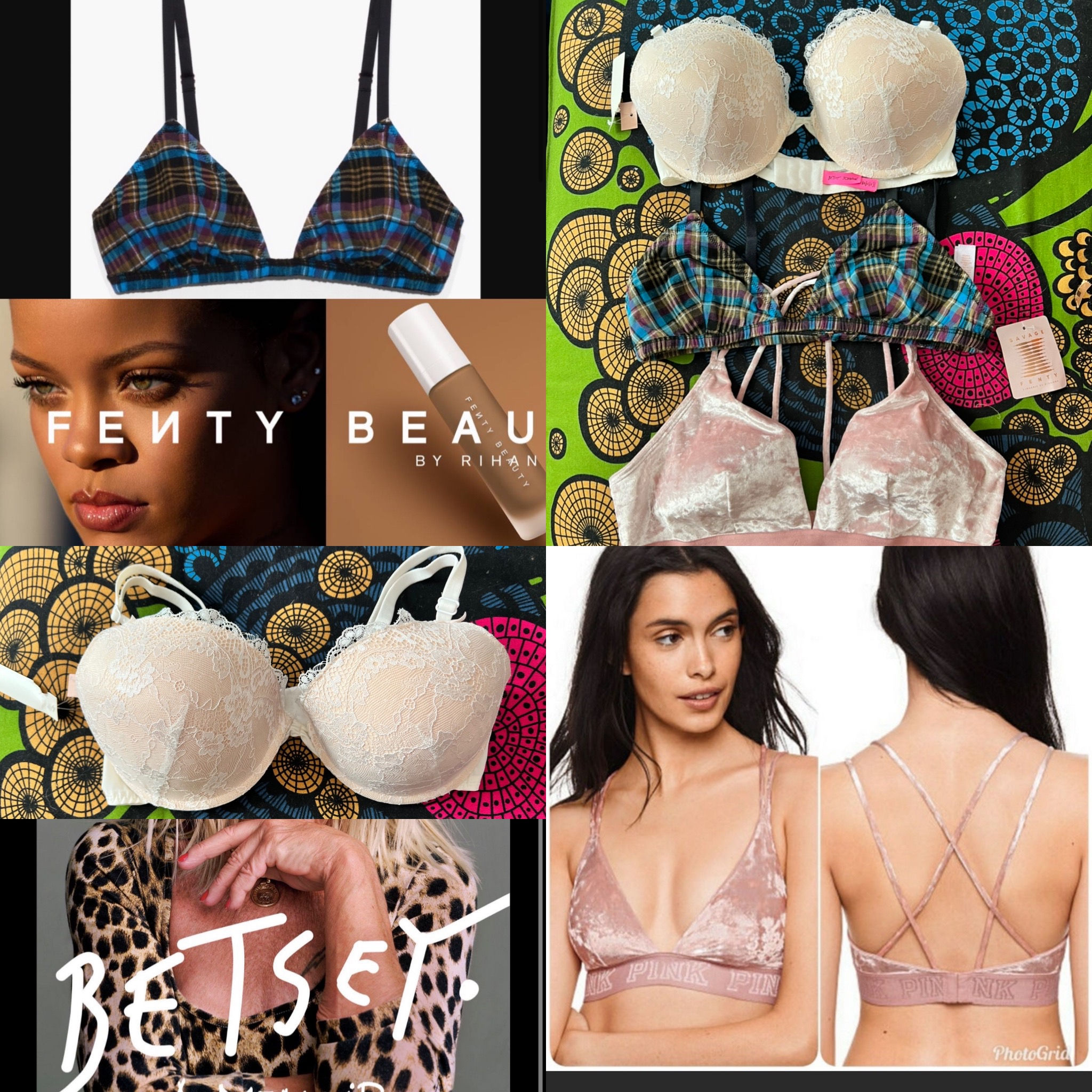 🔥 NWT BRA LOT FENTY, BETSY JOHNSON & VICTORIA’S SECRET BRALETTE VELVET THREE