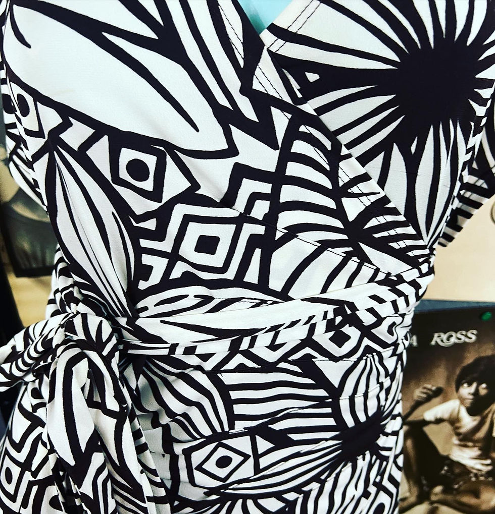 Thumbnail: BISOU BISOU VINTAGE 1990’s PLUS SIZED TRUE WRAP BROWN FLORAL DRESS  SIZE: 18 (wo