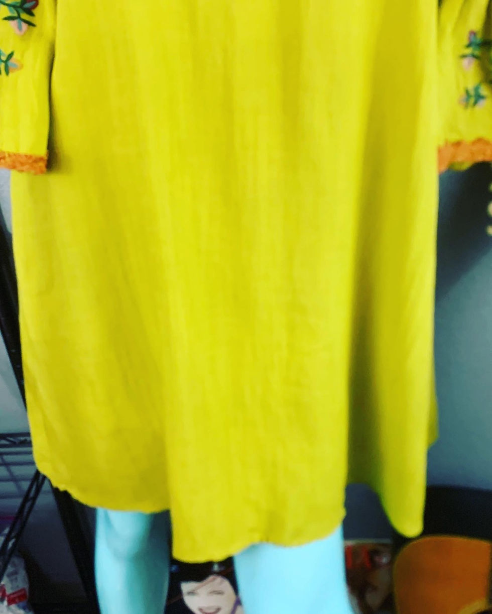 Thumbnail: NEW Davi & Dani Olive Off the Shoulder Boho Embroidered Tunic Dress Size: Small 