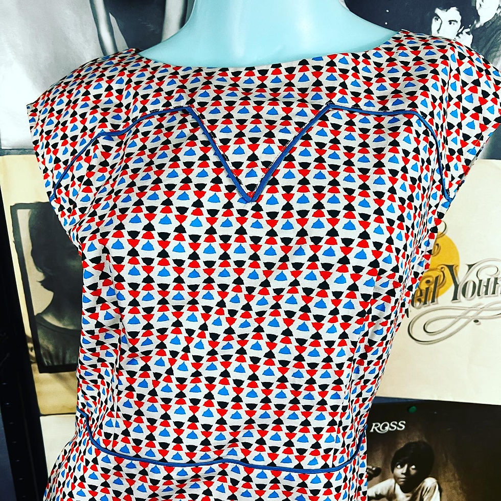 Thumbnail: 🔥RARE HIGH END LAZZARI ITALIA ITALIAN DESIGNER RETRO COTTON TRIANGLE DRESS M  S