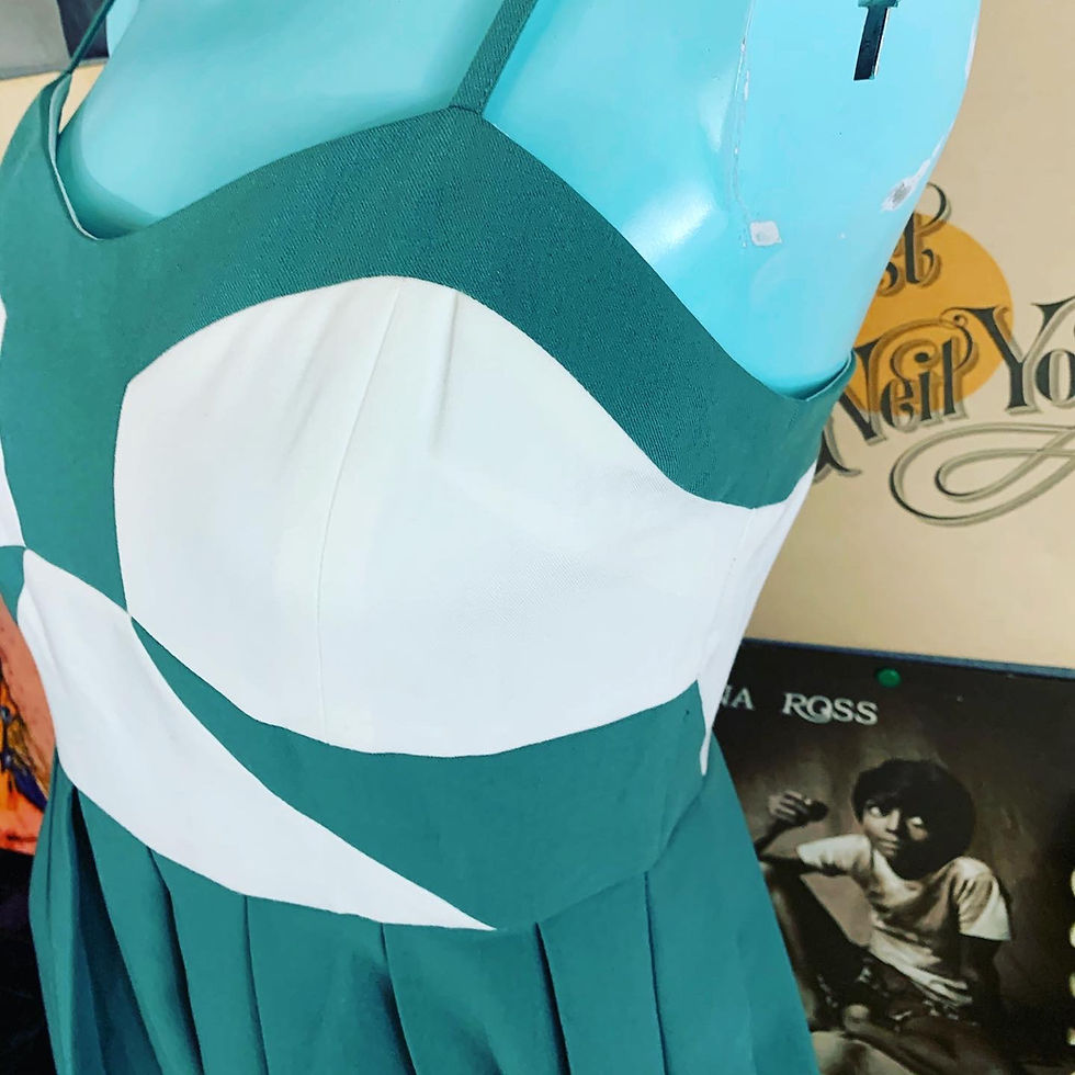 Thumbnail: NWOT Anthropologie PNIINA Color Block Classic A-Line Sage Dress Size: Small Ches