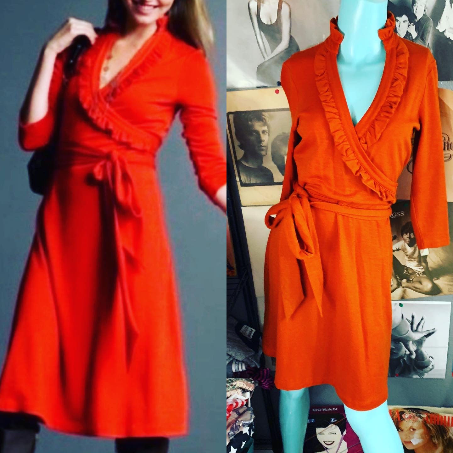 Banana Republic Rust Burnt Orange Partial Wrap Dress Size: SP Chest: 20 inches