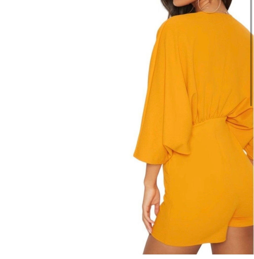 Thumbnail: NWT PRETTY LITTLE THING RETRO MUSTARD ROMPER JUMPER ONE-PIECE SIZE: 12  SIZE: 12