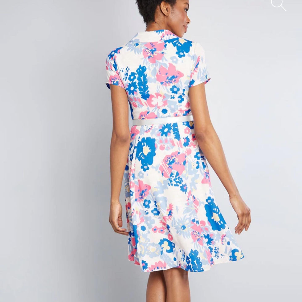 Thumbnail: NWT MODCLOTH RETRO FLORAL 1950’s STYLE HOT PINK BLUE SHIRT DRESS  Sizes: MEDIUM 