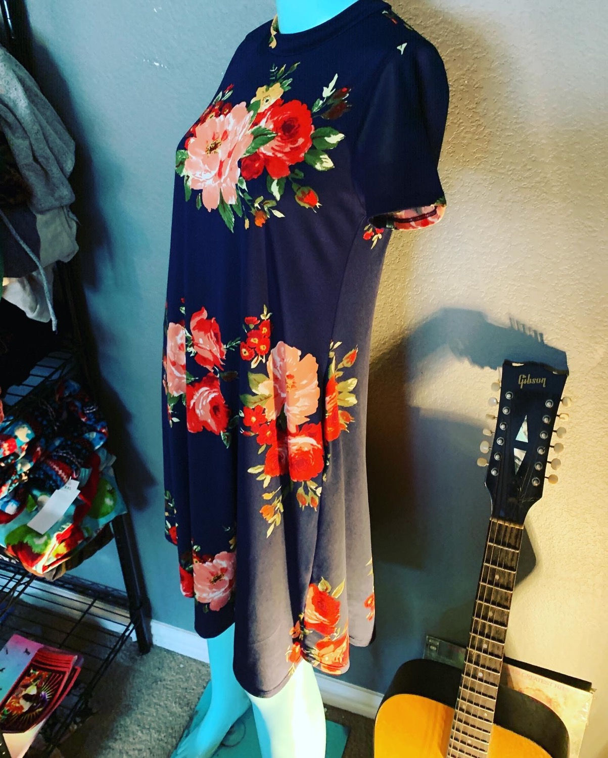 NWOT Flamingo Urban Navy Midi Skater Floral Dress Size: Small