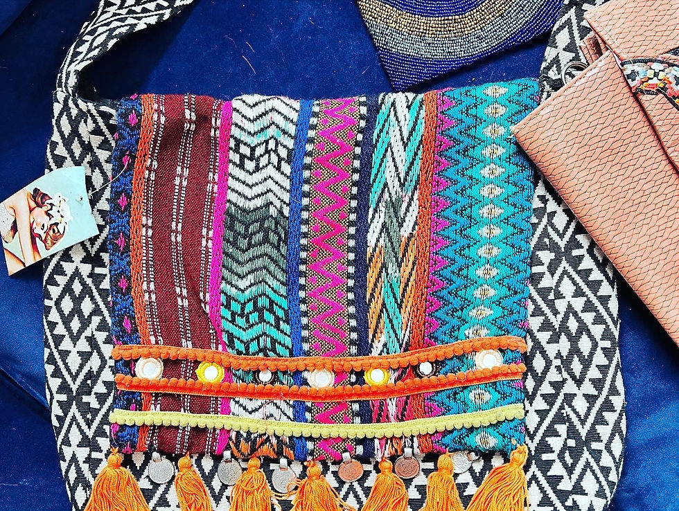 Thumbnail: BOHO HIPPIE TRIBAL BEADED BAG PURSE LOT OF 3  SIZE: LARGE LIKE NEW MAUVE DUSTY R