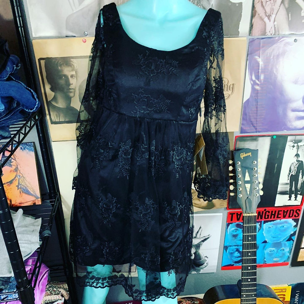 Thumbnail: NWT Light In The Box Boutique Retro MOD style Black Lace Layered Dress Size: Sma