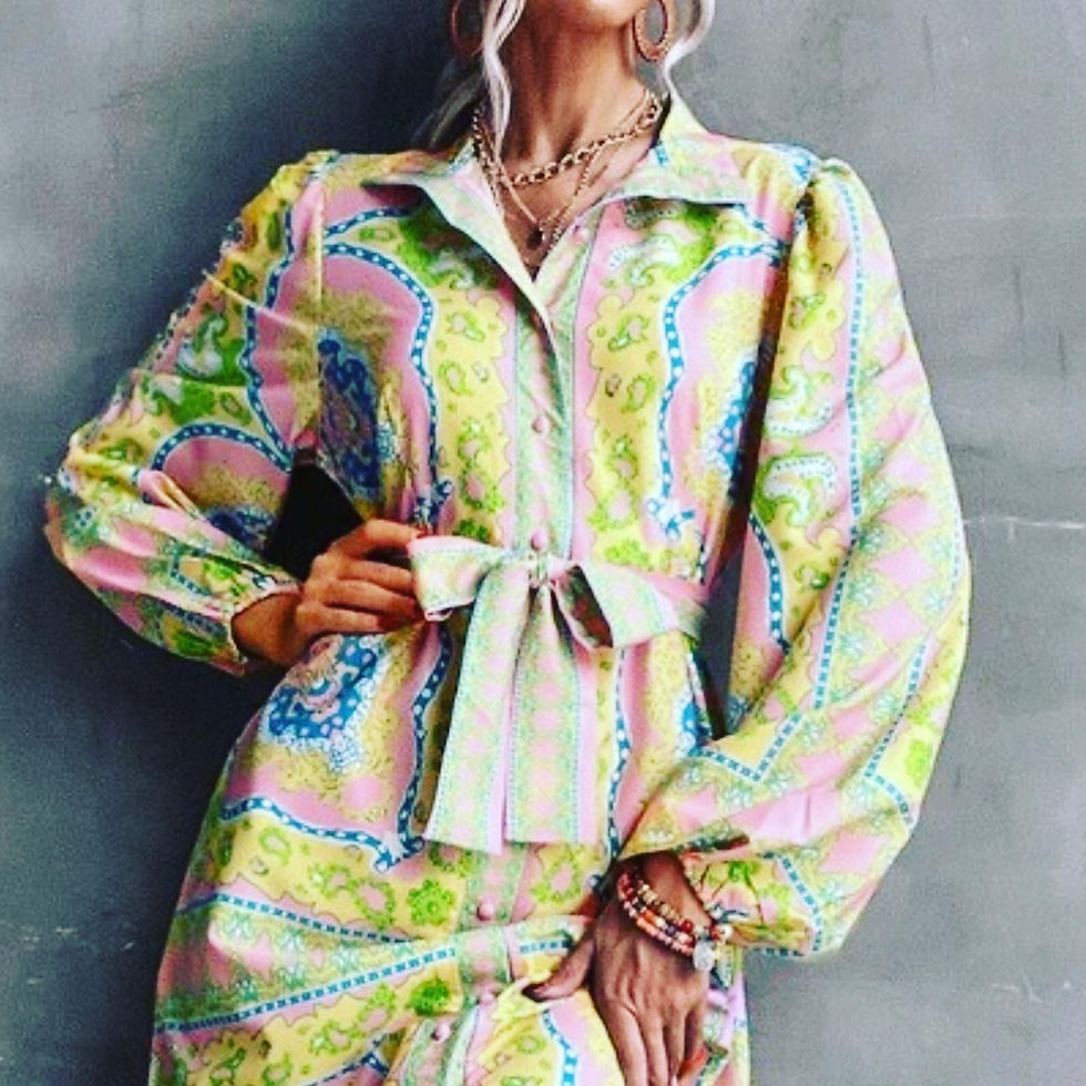 Thumbnail: NWT NEON PASTEL MOD 1960’s STYLE MIDI SHIRT DRESS  Size: LARGE CHEST: 19.5 inche