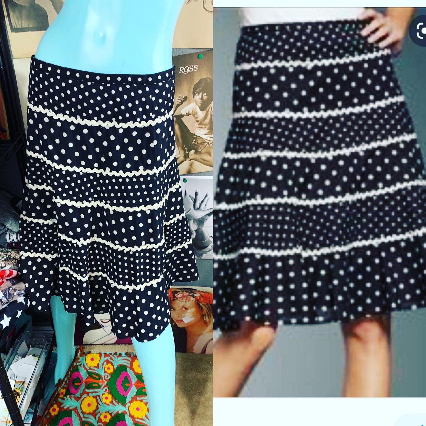 BCBG Maxazria Polka Dot Pin Up Retro Style Midi Skirt Size: 6 Waist: 16 inches