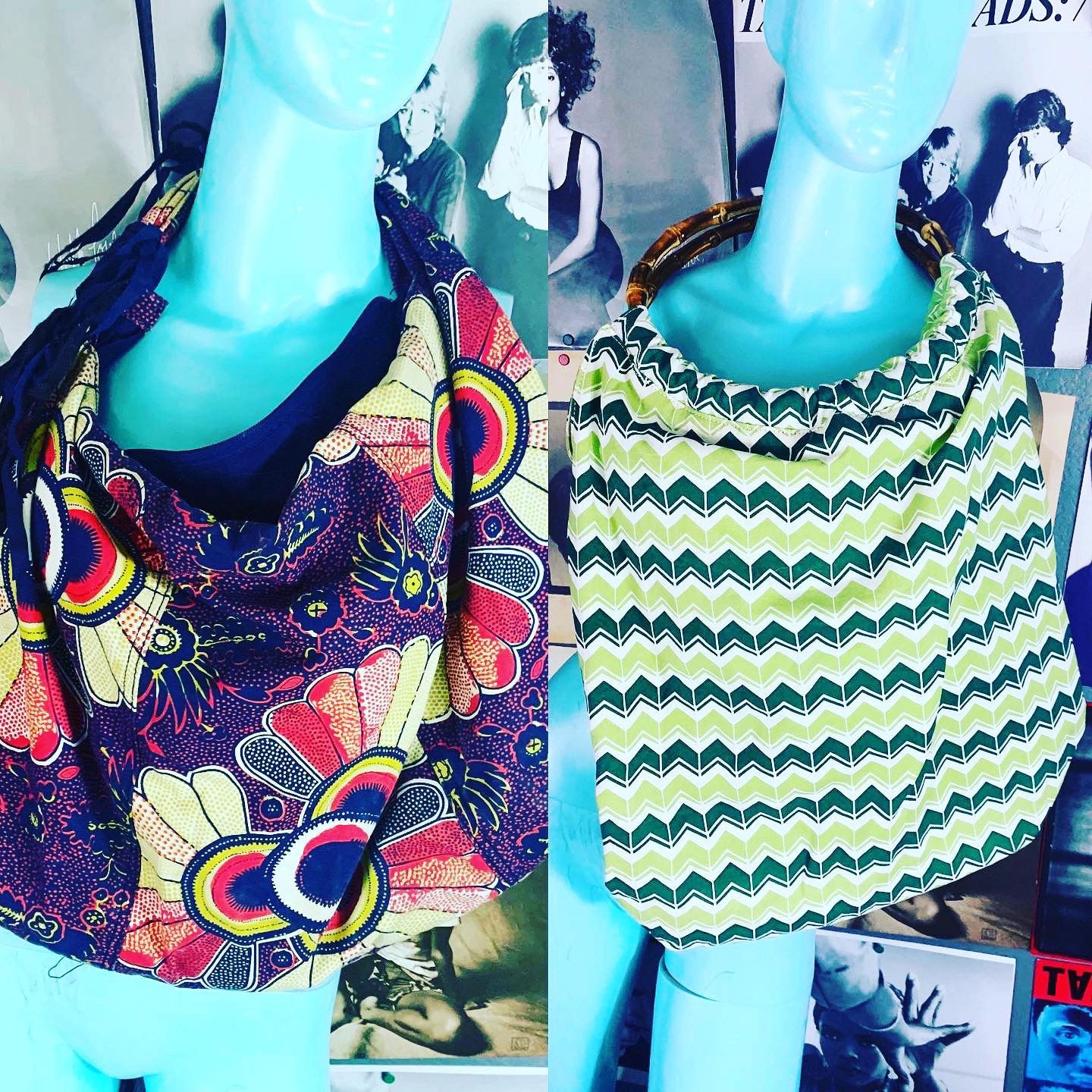 Vintage and Vintage Style LOT Boho Fabric Retro Purse Bag Handbag Large Green: